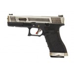 Страйкбольный пистолет WE GLOCK-17 G-Force металл слайд, черная рамка, хромированный слайд, хромированый ствол WE-G001WET-7